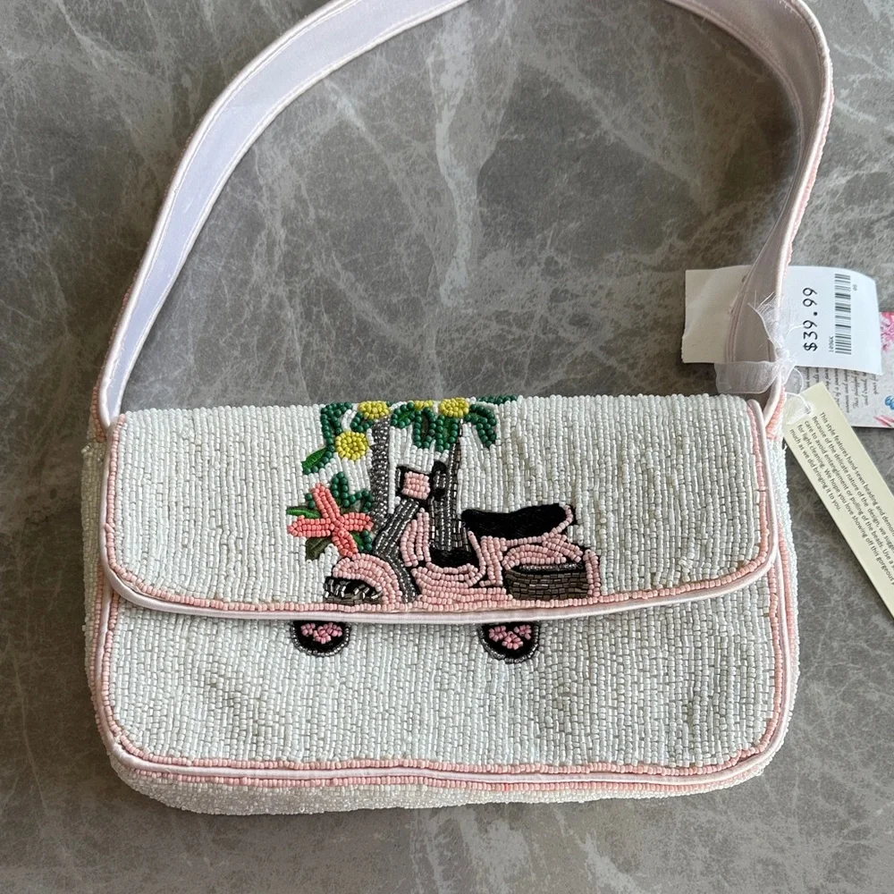T.J.Maxx Pink Beaded Scooter Shoulder Bag - Picture 1 of 7